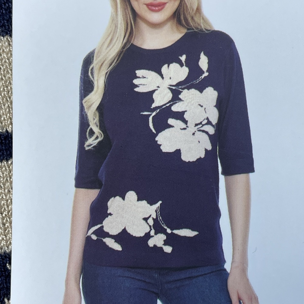 Wrapper Women's XL Elbow Sleeve Sweater Navy Rayon Blend e0460